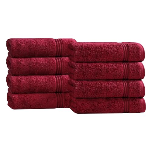 Superior Egyptian Cotton Bath Towel Set, Towels For Home Bathroom, Master, Guest Bath, Decor Essentials, Quick Dry, Absorbent, Large Body Towels, Spa, Hotel, Resort, Adult, Kids, Set of 8, Burgundy - color: Burgundy, size: Hand Towel (8-Pack)