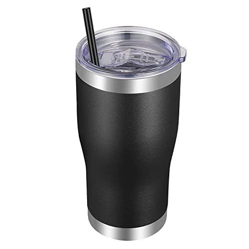 VEGOND 20oz Tumbler Stainless Steel Tumbler Cup with Lid And Straw Vacuum Insulated Double Wall Travel Coffee Mug(Black 1 Pack) - color: Black, size: 20 Ounces