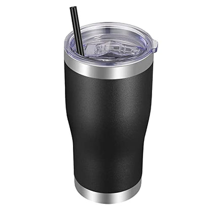 VEGOND 20oz Tumbler Stainless Steel Tumbler Cup with Lid And Straw Vacuum Insulated Double Wall Travel Coffee Mug(Black 1 Pack) - color: Black, size: 20 Ounces
