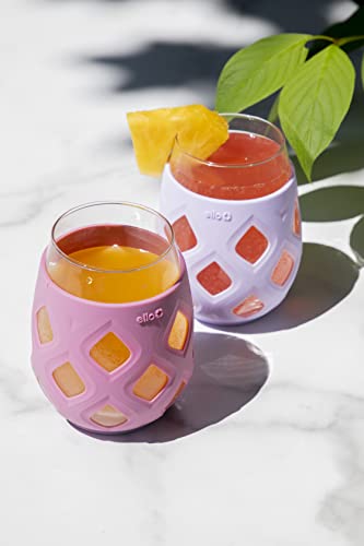 Ello Cru 17oz Stemless Wine Glass Set with Protective Silicone Sleeves, 4 Pack Cocktail Glass Perfect for Summer Patios and Parties Holiday Gifting Her Him Mother's Day, Dishwasher Safe, Cashmere Pink - color: Pink, size: 4 count