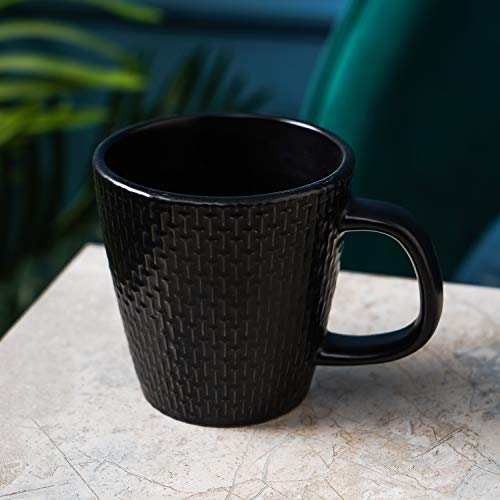 Stone Lain Abigael Weave Stoneware Dish Set, 4 Mugs, Black - color: Abigael - Black, size: 4 Mugs