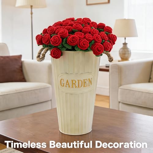 Crochet Rose Bouquet Blanket Shawl for Women, Handmade Chunky Knit Red Flower Throw Blankets Wrap with Gift Box, Creative Mother's Day Birthday for Her Mom Wife Girlfriend, 43"X43"