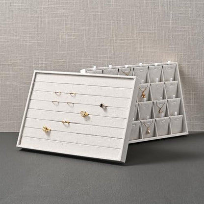 Oirlv Stockable 24 Grids Insert Jewelry Tray Pendant Earrings Storage Trays Showcase Display Organizer - size: 24 Insert Liner