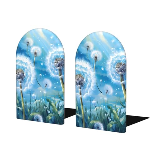 Plant Dandelion Wooden Bookends for Shelves Decorative Book Ends Universal Book Organizer Holder for Office, Heavy Books, Vinyl Records - color: Plant Dandelion