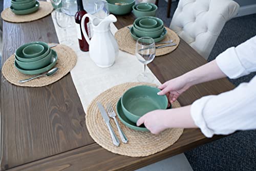 Elanze Designs Bistro Glossy Ceramic 6.5 inch Dinnerware Bowls Set of 4 - Perfect for Everyday uses from Soup, Pasta, Salad, Cereal, Ice cream, Ramen and Pho, Sage Green - color: Sage Green, style: 6.5 inch Soup