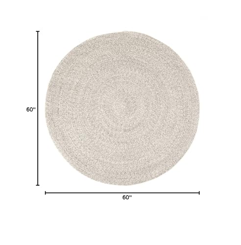 Super Area Rugs Farmhouse Braided Rug Cotton Kitchen Reversible Carpet, Gray & White, 6' Round - color: Gray & White, size: 6' (Round)