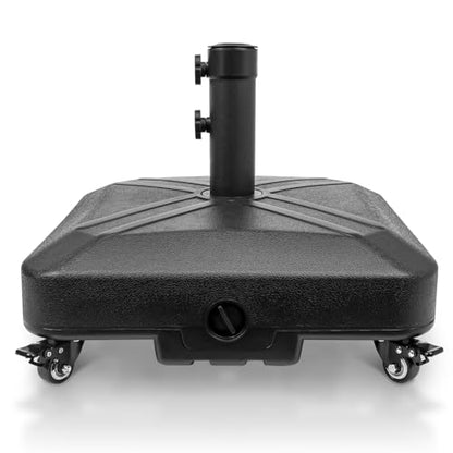 Patio Umbrella Base Heavy Duty with Wheels Square Market Stand for Outdoor 4 Locks 2 Knobs 125lb Capacity, Black - size: 125lb