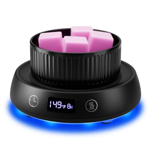 Candle Warmer,Wax Melt Warmer for Desk with Temperature Display | 1-9H Delay Start Timer,Wax Warmer for Scented Wax,Wax Melter,3 Temperature Settings,1-9H Auto Shut Off Timer - color: Black