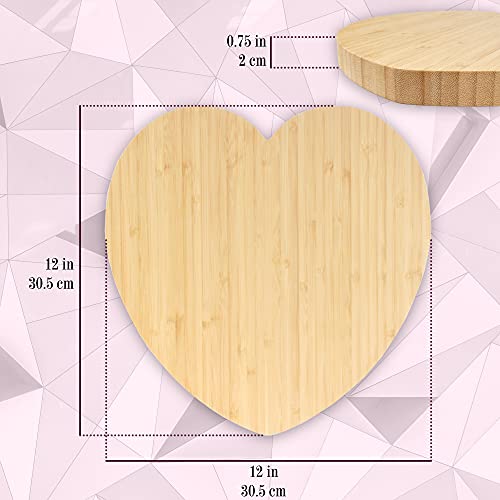 BambooMN Heart-Shaped Bamboo Serving and Cutting Board, 12" x 12" x 0.75" - 1 Piece - size: 12"L x 12"W