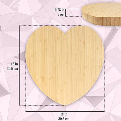 BambooMN Heart-Shaped Bamboo Serving and Cutting Board, 12" x 12" x 0.75" - 1 Piece - size: 12"L x 12"W