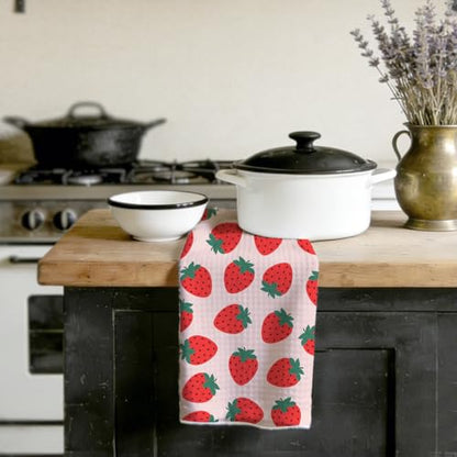 Cute Strawberry Kitchen Towels, Gifts Dish Towels for Kitchen, Highly Absorbent Hand Towel Tea Towel, Strawberry Stuff, 16 x 25 Inch Drying Towel Housewarming Gifts for Women Girls Sisters - color: Lm 344