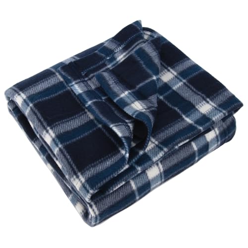 Trail maker 50x60 Throw Blankets, Plaid Fleece Throw Blankets for Bedroom, Couch, Livingroom, Chair, Pets, Outdoors - color: Blue