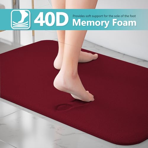 RUN HELIX Bathroom Rugs Sets 3 Piece, Soft Absorbent Memory Foam Bath Mats Set, Dry Fast Bath Mat, Machine Washable Bath Rug Set for Bathroom （Maroon） - color: Maroon