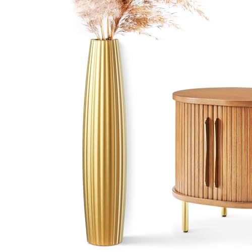 Floor Vases, Tall Floor Vase 23.6 inch (60CM, 1.96FT) Tall Vases, Sturdy Gold Vase for Living Room Decor, Resin Gold