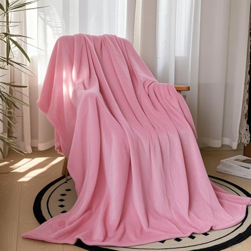 Ultra Soft Fleece Throw Blanket, Silky Flannel Fuzzy Blanket for All Season, Cozy Lightweight Blanket for Couch, Bed, Sofa, 50" x 60", Pink, Throw - color: Pink, size: Throw