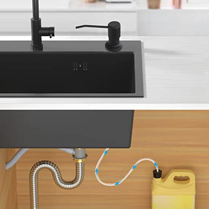 Soap Dispenser for Kitchen Sink and Extension Tube Kit, Stainless Steel Countertop SoapDispenser with 47 Inches Tube Connects Directly to Soap Bottle, Hand and Dish Soap Dispenser Pump （Black） - color: Black