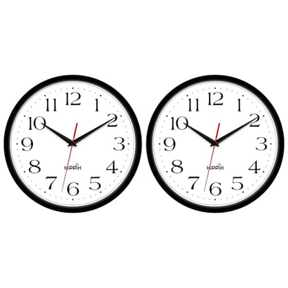 10 Inch Wall Clock, 2Pack Silent Non Ticking Battery Operated Clocks | Black Analog Clock| Living Room, Office, Classroom, Bedroom, Kitchen, Bathroom| Modern Simple Style | Easy to Read | Accurate - color: With Red Second Hand, size: 10 inches