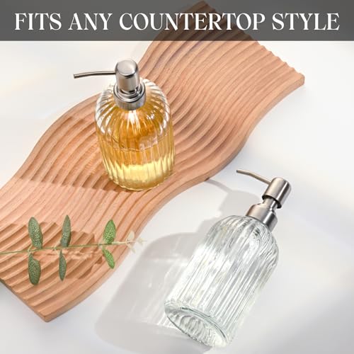 Clear Glass Soap Dispenser | with 304 Rustproof Stainless Steel Pump 18oz for Kitchen and Bathroom Hand Soap Dispenser Bottle - color: Clear