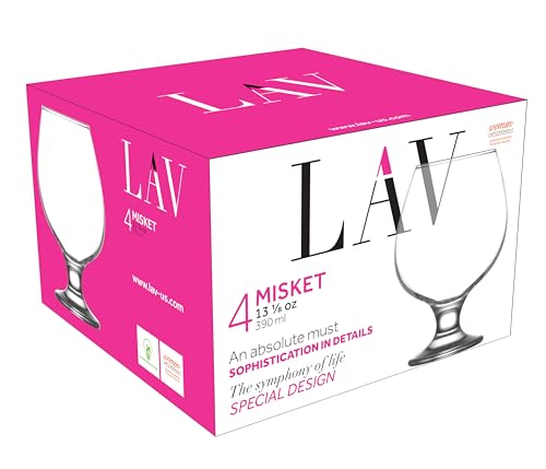 LAV Brandy Snifters Glass Set | Dishwasher Safe, Short Stem Balloon Glasses, Glass Goblets for Spirits, Bourbon Whiskey, Cognac, Scotch, Beer Tasting Glasses | 13.25 oz | Set of 4 - style: Brandy Snifters