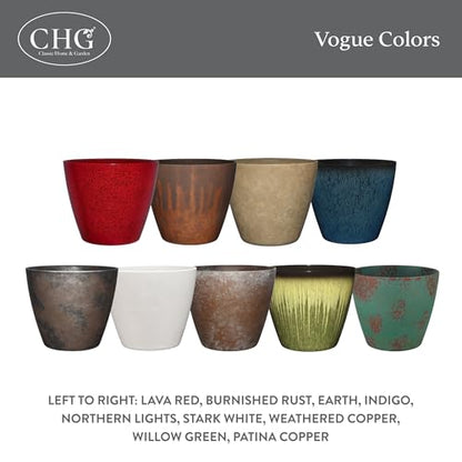 Vogue Resin Planter, Pottery Finish Garden Pot, 8” Patina Copper | Hand-Painted Finish Plant Pots, Lightweight Indoor Outdoor Planter, UV-Resistant, Great for Patio, Home & Garden Decor Accent
