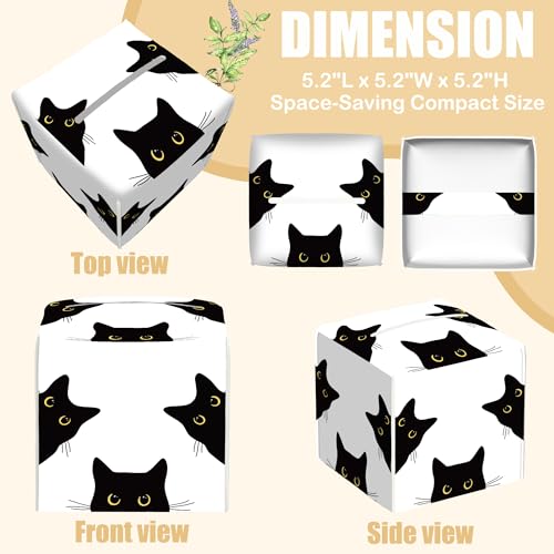 Black Cat Tissue Box Cover Square, Tissue Box Holder with Bottom Belt Leather Facial Paper Organizer Dispenser for Bathroom Bedroom Dresser Night Stand Tabletop - color: Black Cat