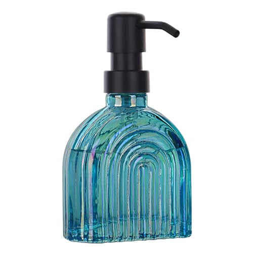 Glass Kitchen Soap Dispenser Bathroom, 9 Oz, Refillable Liquid Modern Soap Dispenser for Hand Soap, Lotion Dispensers Bottle - Home, Commercial Countertop Decor. (Baby Blue) - color: Baby Blue