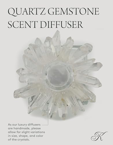 KALIFANO Luxury Quartz Crystal Diffuser Bottle with Selenite Reeds - Gemstone Fragrance/Aroma Vaporizer with Healing Effects (Essential Oils Not Included) - color: Quartz