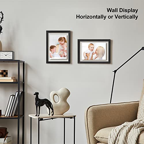 Egofine 5x7 Floating Frames Set of 2, Double Plexiglass Picture Frame, Made of Solid Wood Display Any Size Photo up to 5x7, Wall Mount or Tabletop Standing, Faded Black - color: Faded Black, size: 5x7