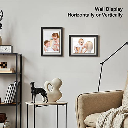 Egofine 5x7 Floating Frames Set of 2, Double Plexiglass Picture Frame, Made of Solid Wood Display Any Size Photo up to 5x7, Wall Mount or Tabletop Standing, Faded Black - color: Faded Black, size: 5x7