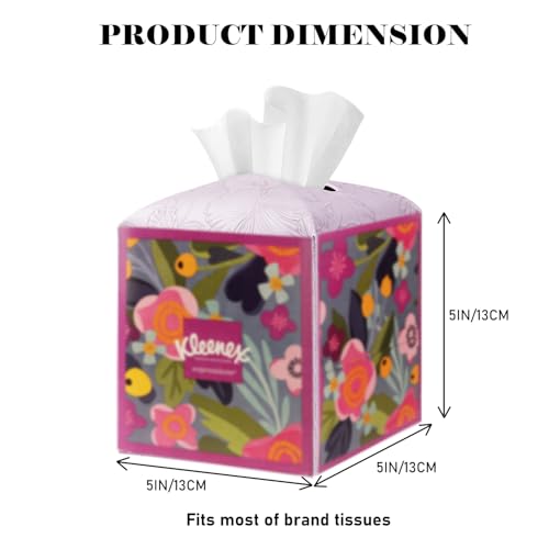Tissue Box Holder Cover Square Tissue Cube Cover PU Leather Tissue Organizer with Bottom Belt for Bathroom, Tabletop, Kitchen, Night Stands, Office, Home, Car (1, Lightpurple) - color: Lightpurple