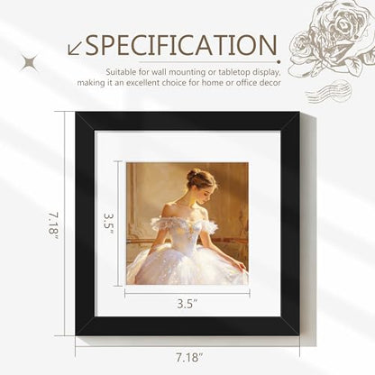 6x6 Picture Frame Sef of 10, Square Photo Frame Collage, Black | Display Pictures 4x4 with Mat or 6 x 6 without Mat, Hanging or Tabletop Display, for Wall Gallery Decor