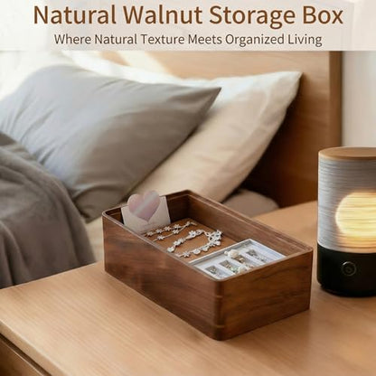 Wooden Storage Box Walnut small wood box with lid - Decorative Boxes for Crafts, Sewing, Keepsake, Memory