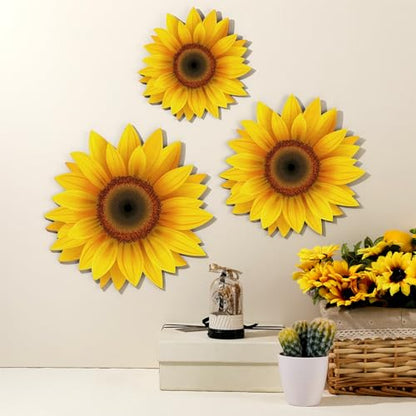 Thyle 6 Pcs Summer Sunflower Wall Decor Wood Sunflower Wall Art | Farmhouse Flower Hanging Decorations, Indoor Summer Flower Hanging Sign for Home, Kitchen, Porch - style: Farmhouse
