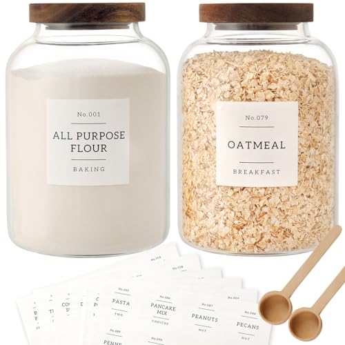 CZSZYGHBAO 2 PCS Large Glass Jar with Airtight Lid, Glass Food Storage Jars for Tea,Spice,Cereal, Egg,Flour,Coffee and More(70 FL OZ/2000 ml) - color: 2000ml