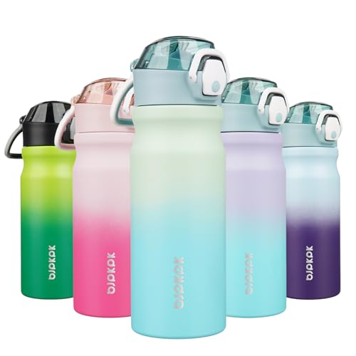 BJPKPK 18 oz Water Bottle with Straw & Handle, Insulated Stainless Flask | Leak Proof Locking Lid, Thermal, Double Wall Vacuum, Keeps Hot/Cold, BPA Free, Dishwasher Safe, Travel & Sports, Mint - color: A-Mint, size: 18 Ounces