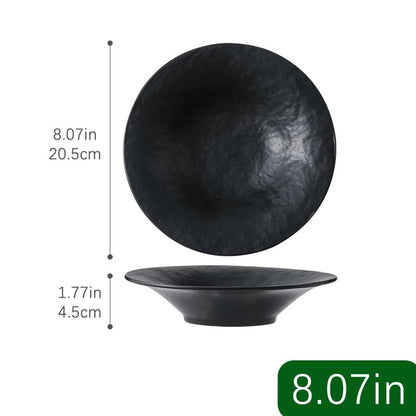 8 Inch Elegant Porcelain Dinner Plates, Round Appetizer Plates, Perfect for Salad, Dessert, Pasta, Snacks,Fruit,Breakfast, Party, Dishwasher & Microwave Safe, Salad Plates Set of 4(Black) - color: Black