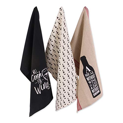 DII Wine & Sunshine Summer, Tabletop Collection, Dishtowel Set - color: Wine & Sunshine, size: 18x28"