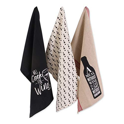 DII Wine & Sunshine Summer, Tabletop Collection, Dishtowel Set - color: Wine & Sunshine, size: 18x28"