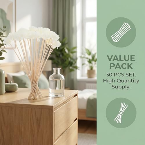 Beavorty Air Diffuser Oil Diffuser Sticks 30pcs Rattan Diffuser Sticks Aroma Diffuser Sticks Refill Replacement Reed Fragrance Diffuser Vase Fillers Diffusers