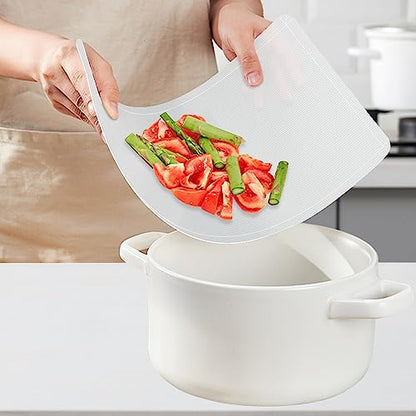 WK Flexible Plastic Cutting Boards Mats with Lip, Foldable Cutting Board for Kitchen Set of 3, Clear Cutting Boards, Nonslip Cutting Mats Sheets, BPA Free, Dishwasher Safe - color: Foldable - Clear - 3