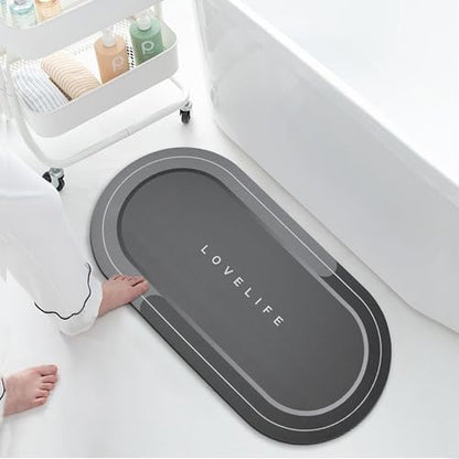 Rubber Bath mats Quick-Drying Non-Slip Bathroom mat Super Absorbent Bath mat Instant Dry Bath mat, Bathroom Rug in Front of The Kitchen Sink, Shower Room, Bathtub, Oval(Dark Grey+16.9x35.4in) - color: Dark Grey, size: 16.9x35.4in