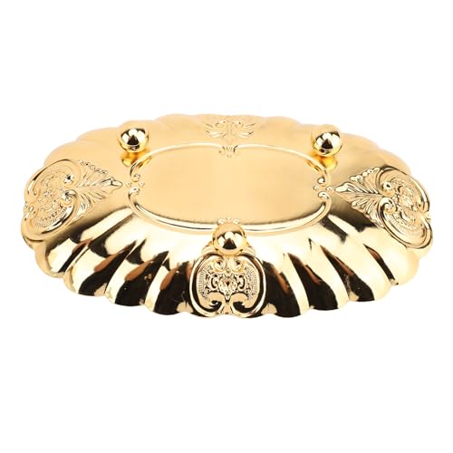 Emoshayoga Metal Oval Tray, Decorative Footed Golden Serving Platter for Multipurpose Home Restaurant Wedding Banquet Fruit Nuts Snake Use (S) - size: 6.3" x 3.9" x 1.6"