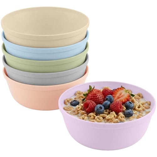 MASTERCOOK Plastic Bowls Set of 6 – 15oz Multipurpose Deep Plates Salad and Pasta Bowls Ideal for Home, Kids, Parties – Stackable Bowl for Kitchen – Non-BPA and Food Grade – Pastel Colors - color: Pastel