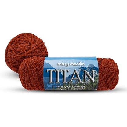 Mary Maxim Titan Bulky Yarn, Weight 5 Acrylic, Chunky Yarn for Crocheting and Knitting, Ideal for Thick, Soft Blankets, Throws, and Graph Style Sweaters, 80 Yards - Russet - 1 Skein - color: Russet