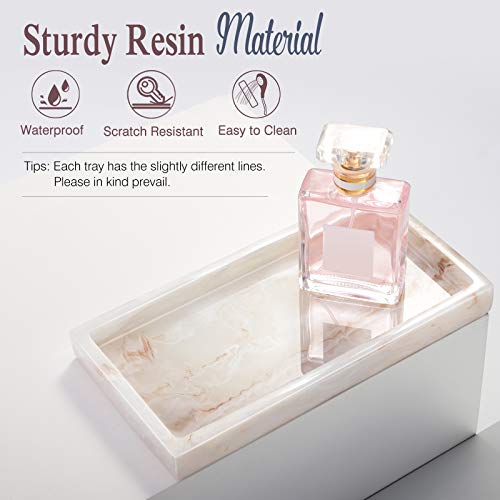 Emibele Bathroom Vanity Tray Countertop, 8" Rectangular Marble Resin Tray | Dresser Kitchen Sink Tray, for Jewelry Cosmetic Perfume Soap Candle, Compact Lightweight Waterproof, Mini Size, Ink Khaki - color: Ink Khaki, size: 7.7" x 3.9" x 0.8"