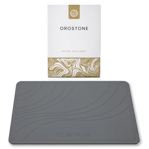 Stone Bath Mat – Diatomaceous Earth, Quick Dry & Super Absorbent, Non-Slip Base, Modern Minimalist Bathroom Mat, Luxury Shower Floor Mat for Bathroom (24x16”)