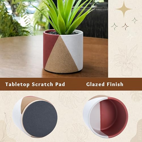 D'vine Dev 2-Pack Cachepot with Clear Pot, 6.5 in, Crimson Dune, 93-V-C-4 | Dual-Pot System, Root Visibility, Bottom Watering Support, Enhanced Drainage, Artistic Stoneware Design, Easy Plant Care - color: Crimson Dune, size: 6.5” Cachepot + 6“ Clear Grow