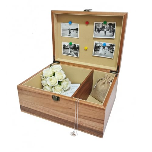 Wooden Keepsake Box, Large Acacia Storage Box with Magnetic Photo Display,Decorative Wooden Box with Felted Protection,Memory Storage Box for Photos,Letters,Jewelry,Crafts,Time Capsule,11"x8.5"x5"