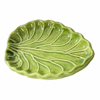 Nature Inspired Ceramic Jewelry Tray, 15 x 10 cm Green Catchall for Earrings Vanity Dresser Entryway Table Ac