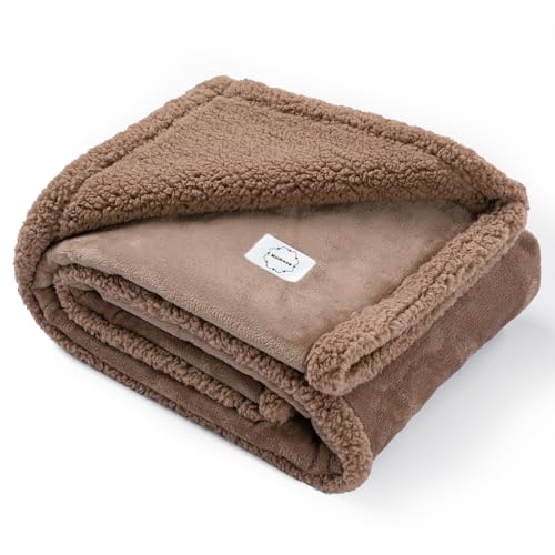 Waterproof Pet Blanket for Dog 57x65in Big Sherpa Fleece Blankets for Couch Puppy Fluffy Brown Blankets Leakproof Sofa Bed Love Reversible Cover -Camel,L-57x65in - color: Camel, size: L-145*165cm(57*65in)